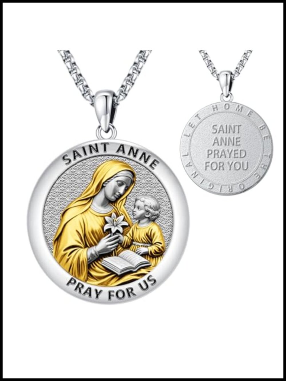 Catholic Cross Necklace Religious Medal Pendant Christian Jewelry, Gift Box